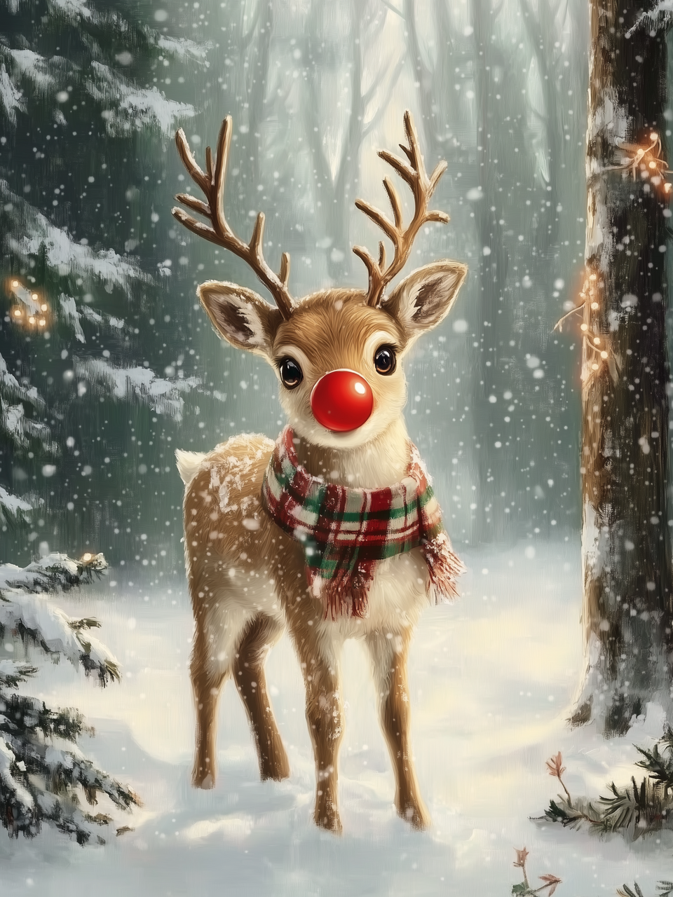 Red Nosed Reindeer 12x16 Box Frame