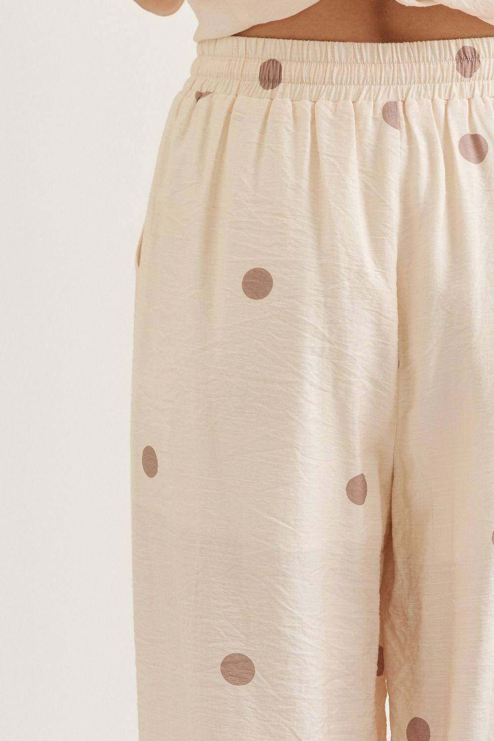 Ecru Polka-Dot Linen Set