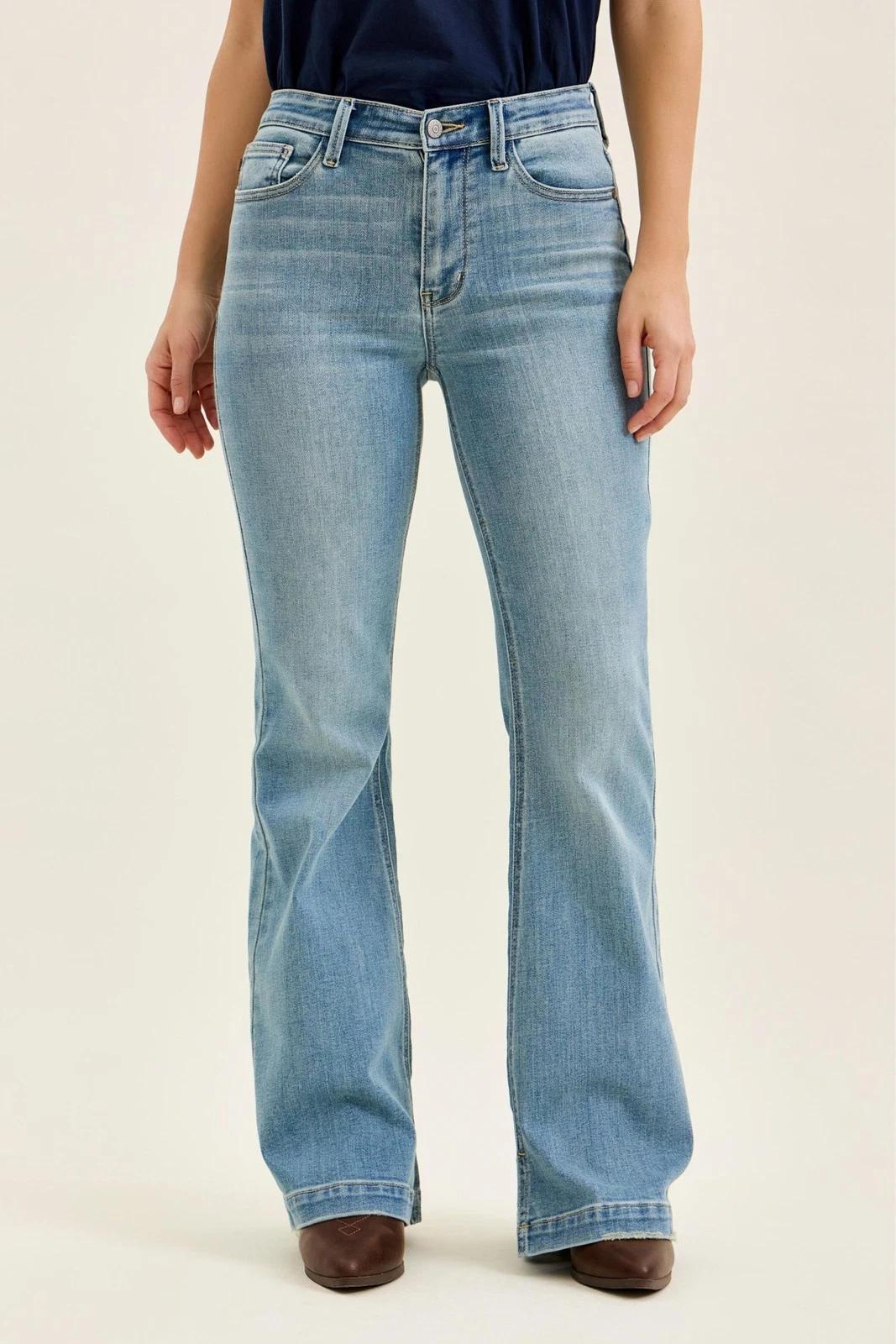 Judy Blue Mid Rise Flare Denim Jeans – 3 Inseam Options