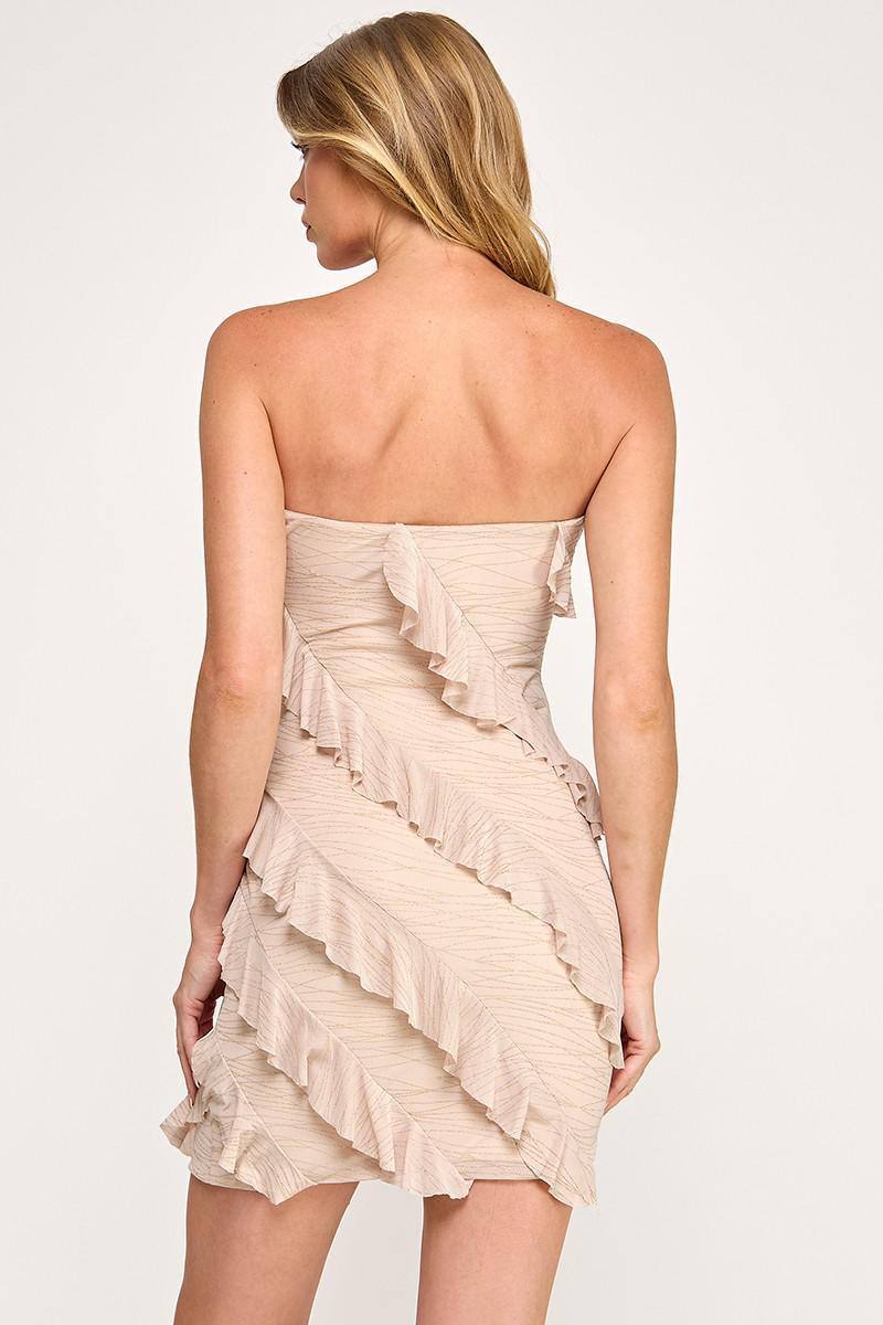 Ecru Strapless Mini Bodycon Dress