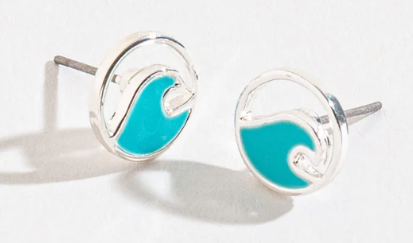 Blue Wave Circle Earrings