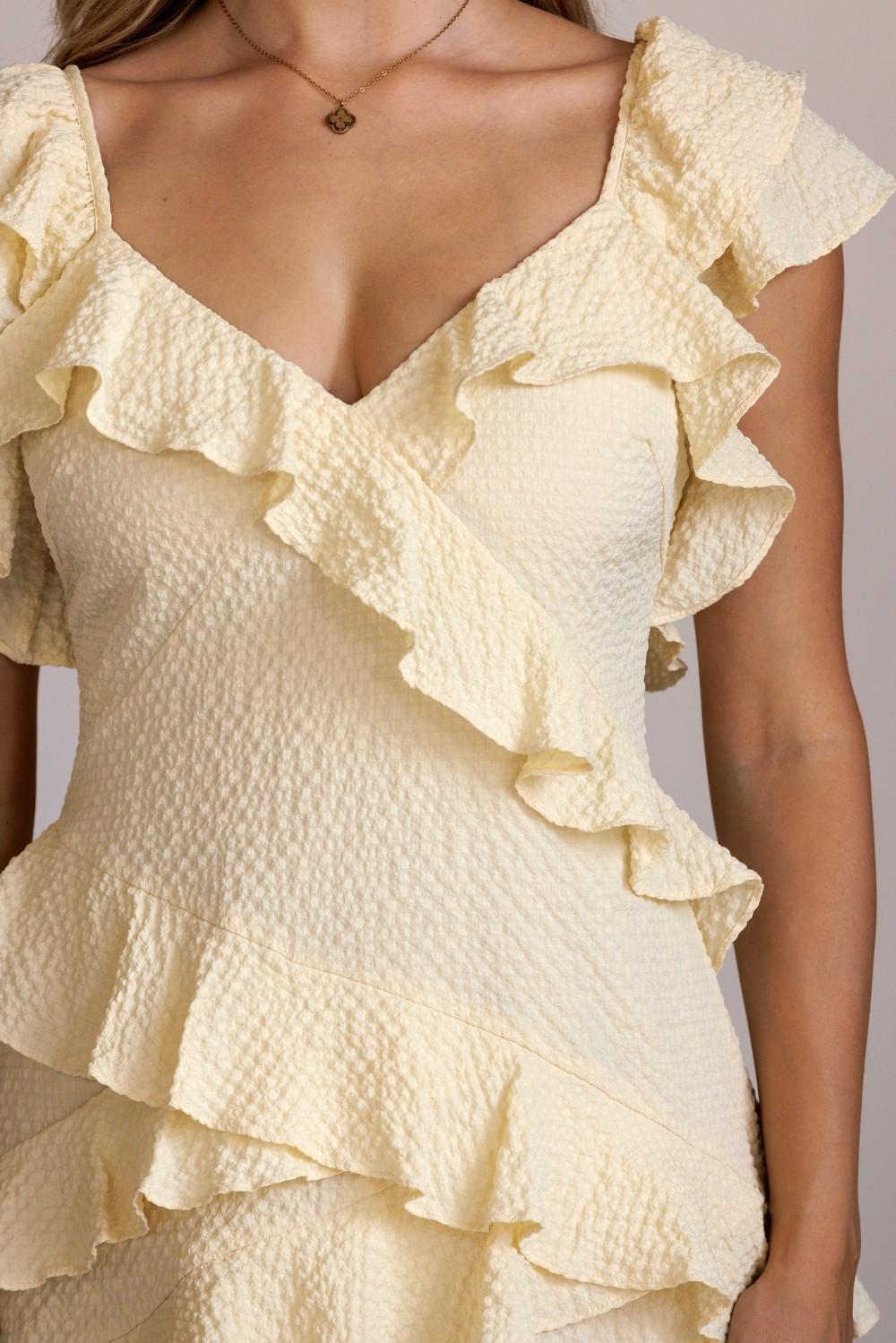Textured Ruffle Mini Dress