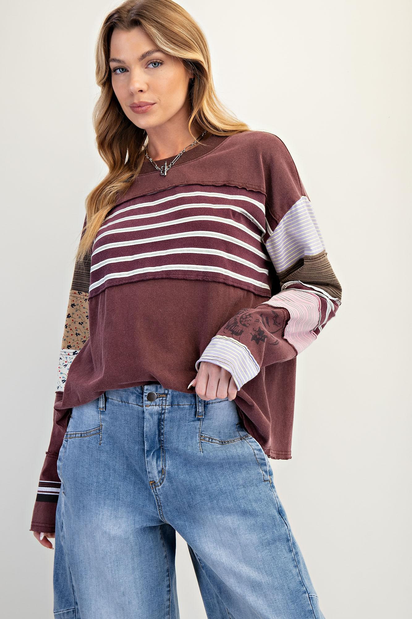 Stripe Mix Terry Knit LS