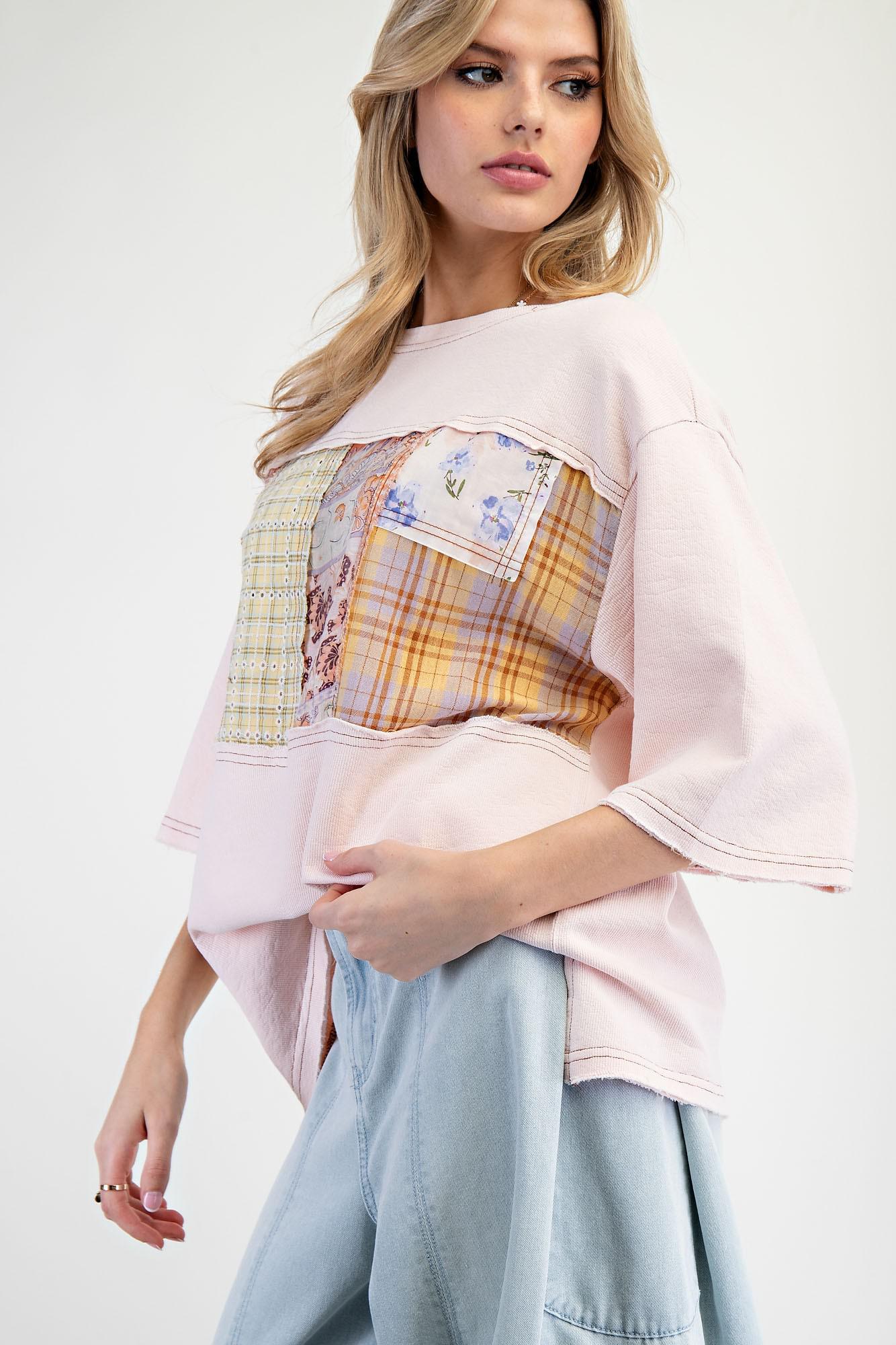 Print Mix Rib Knit Tunic