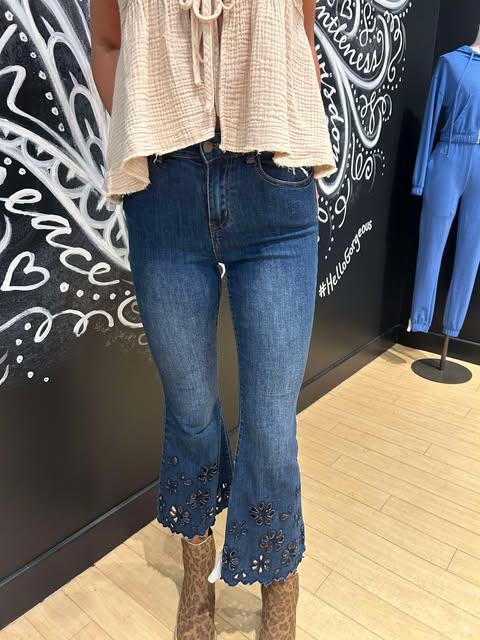 Bambu Soft Flare Ankle with Eyelet Flowers