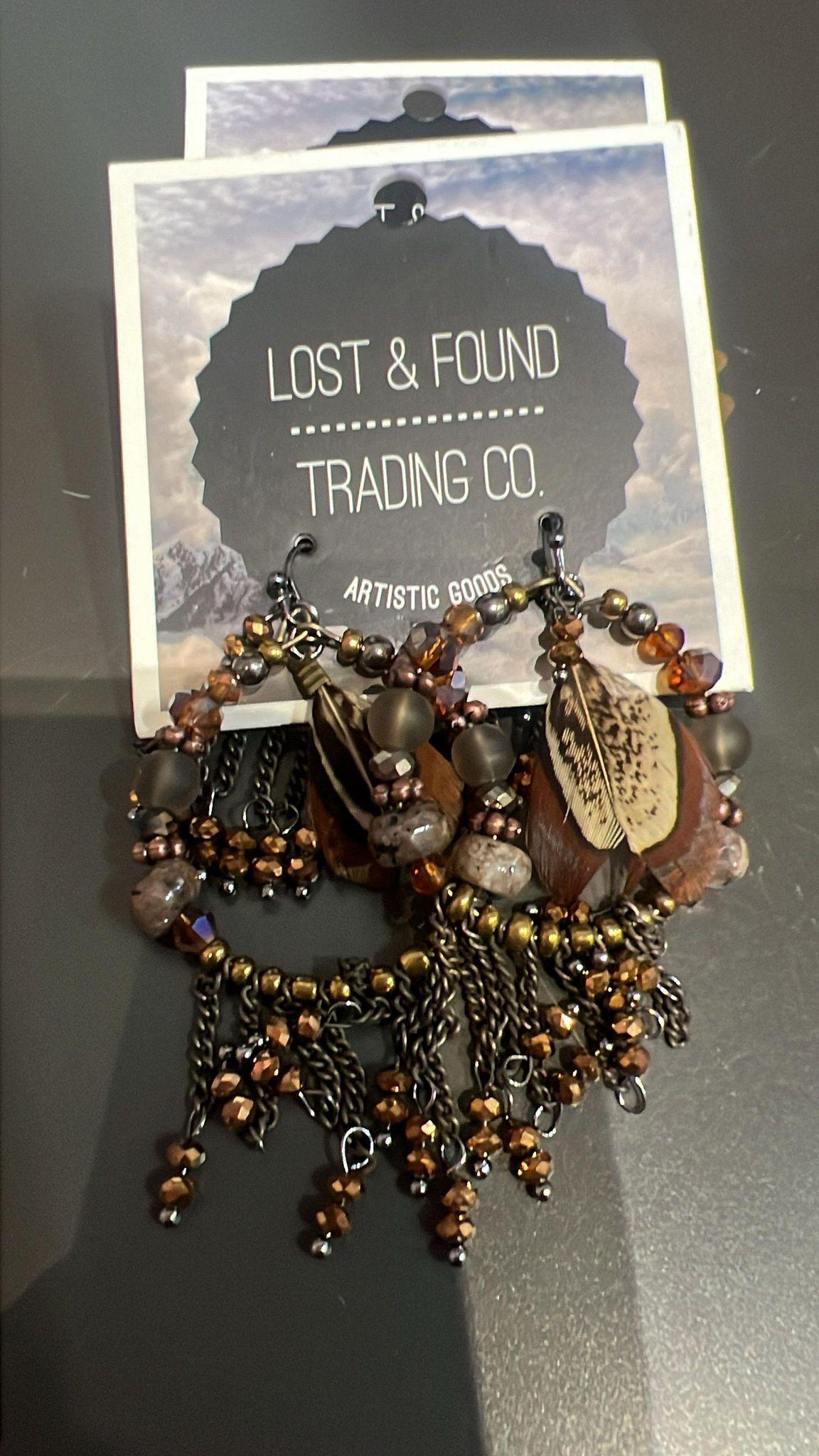 Feather Beaded Hoop Earrings