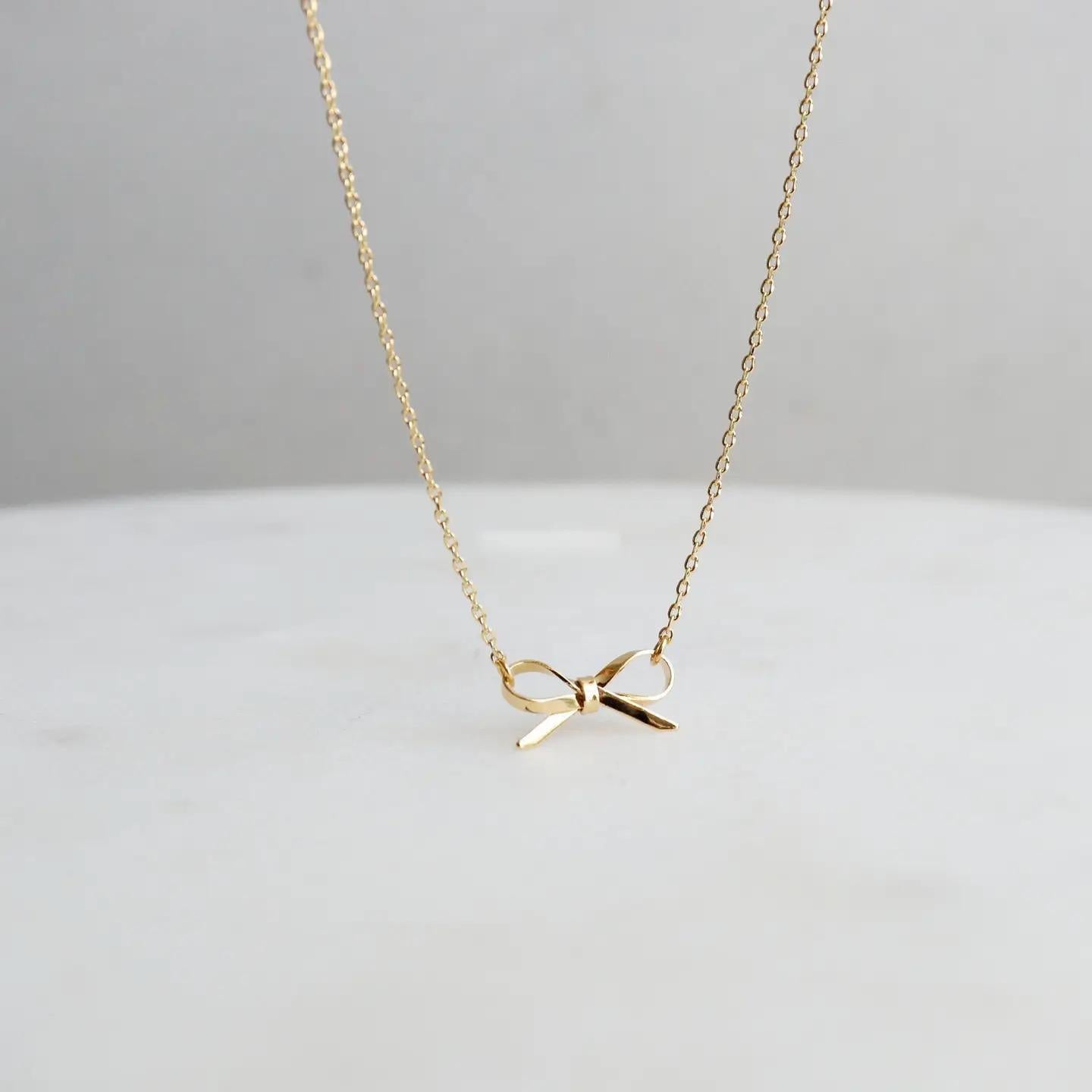 18K Stainless Steel Tarnish Free Bow Necklace
