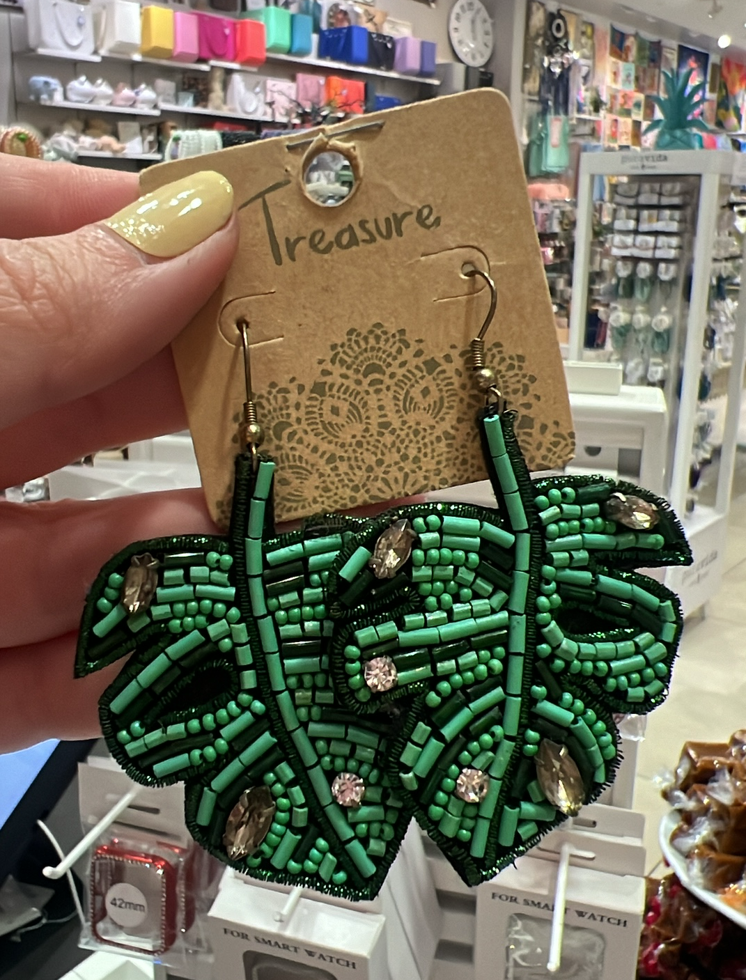 Beaded Leaf Earrings