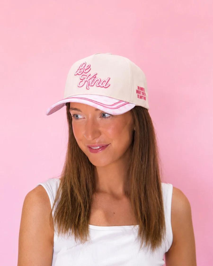"Be Kind" on Tan Cap With Puff Embroidery