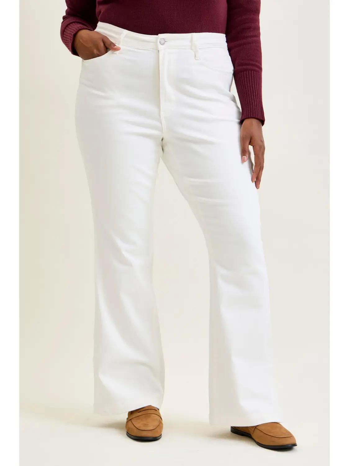 Judy Blue White HW Side Slit Slim Bootcut Jean