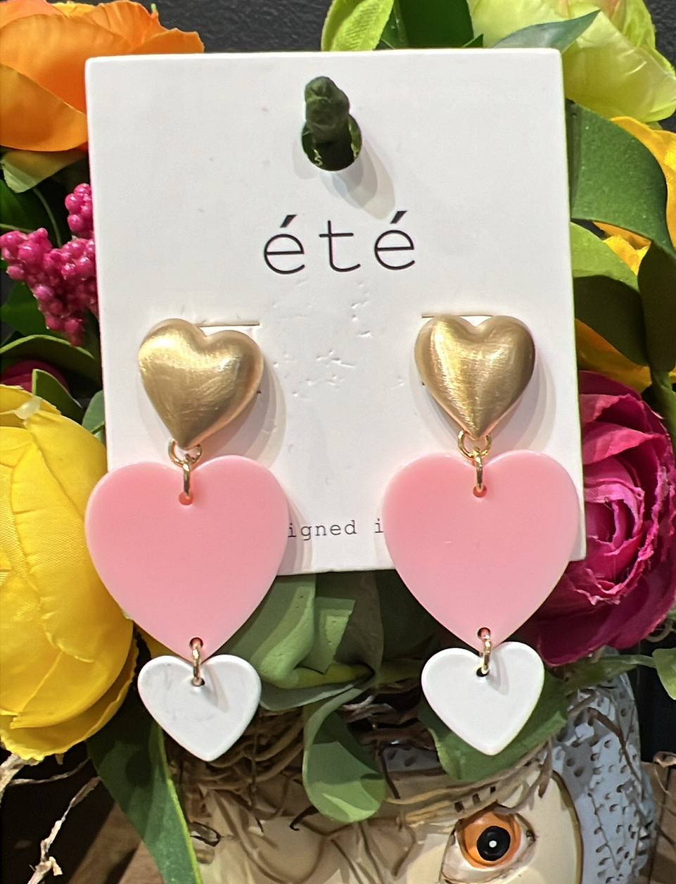 Three Heart Earrings