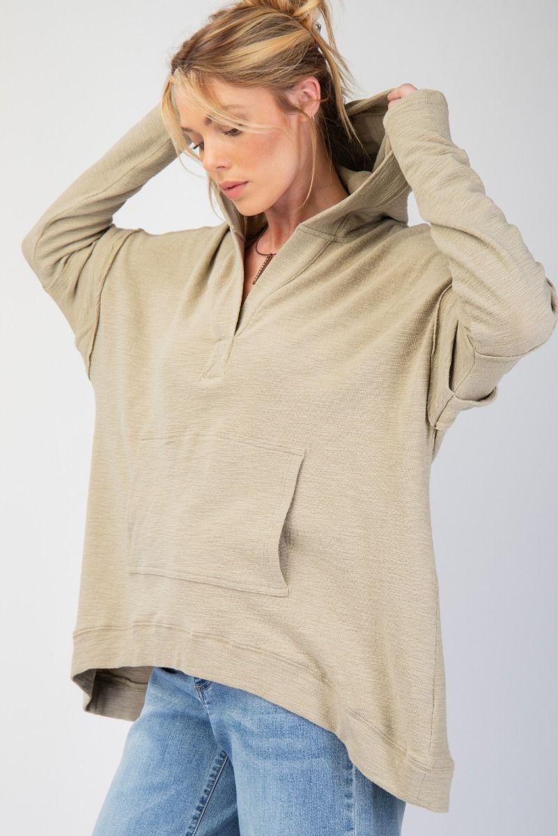 Sage Textured Knit Hoodie