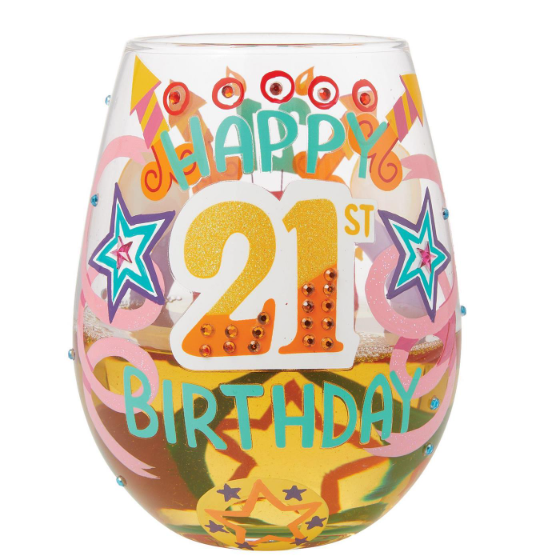 Lolita Happy 21st Stemless Wine Glass