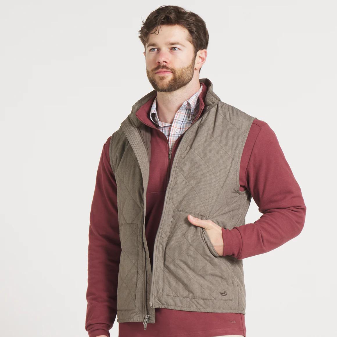 Bryson Ripstop Quilted Vest in Stone Brown
