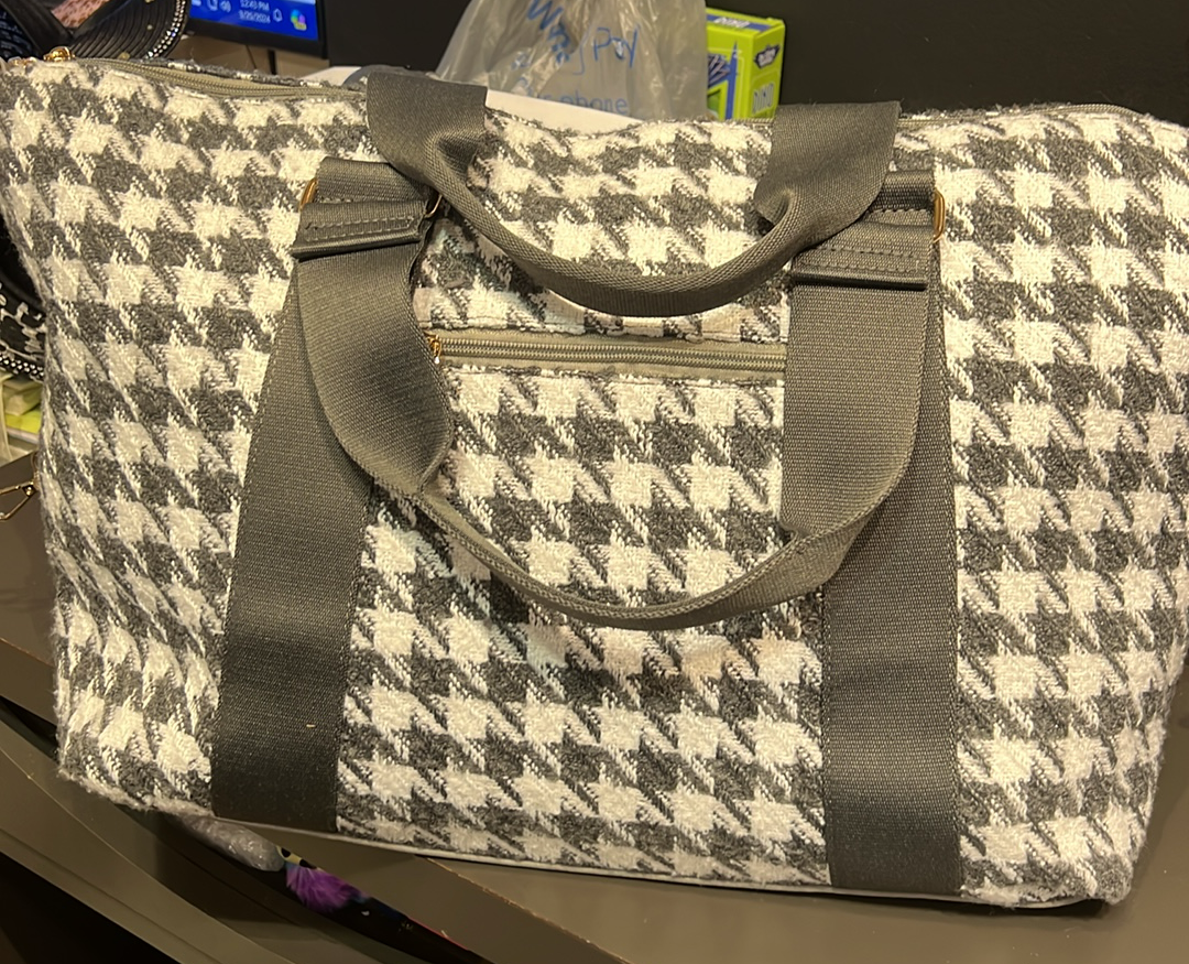 Rory Houndstooth Grey & White Duffel