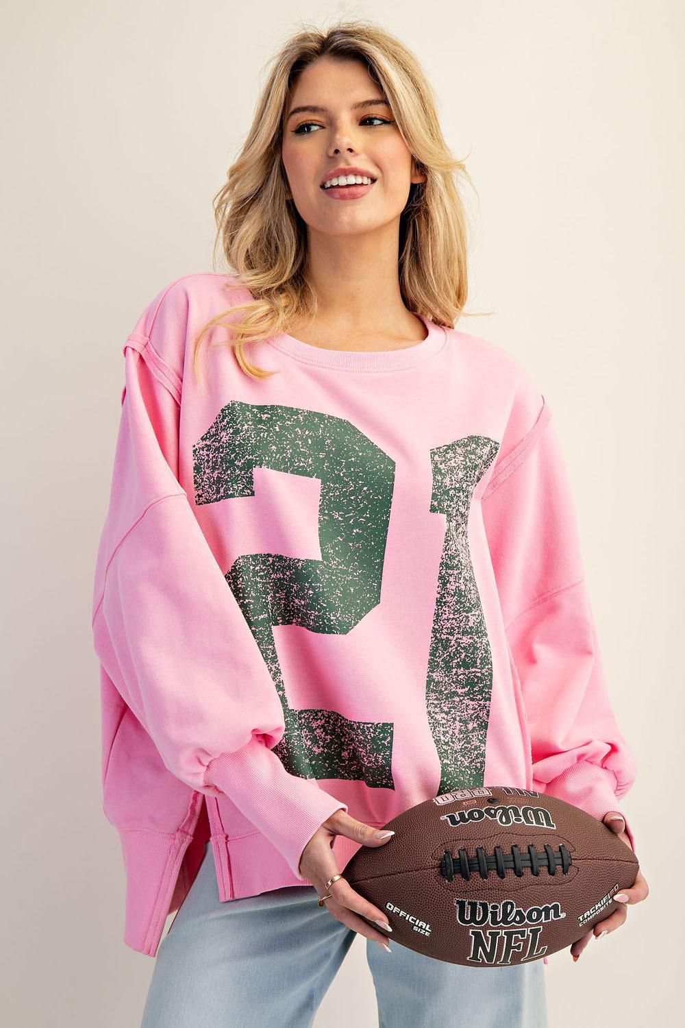 Faded Varsity Pullover Top