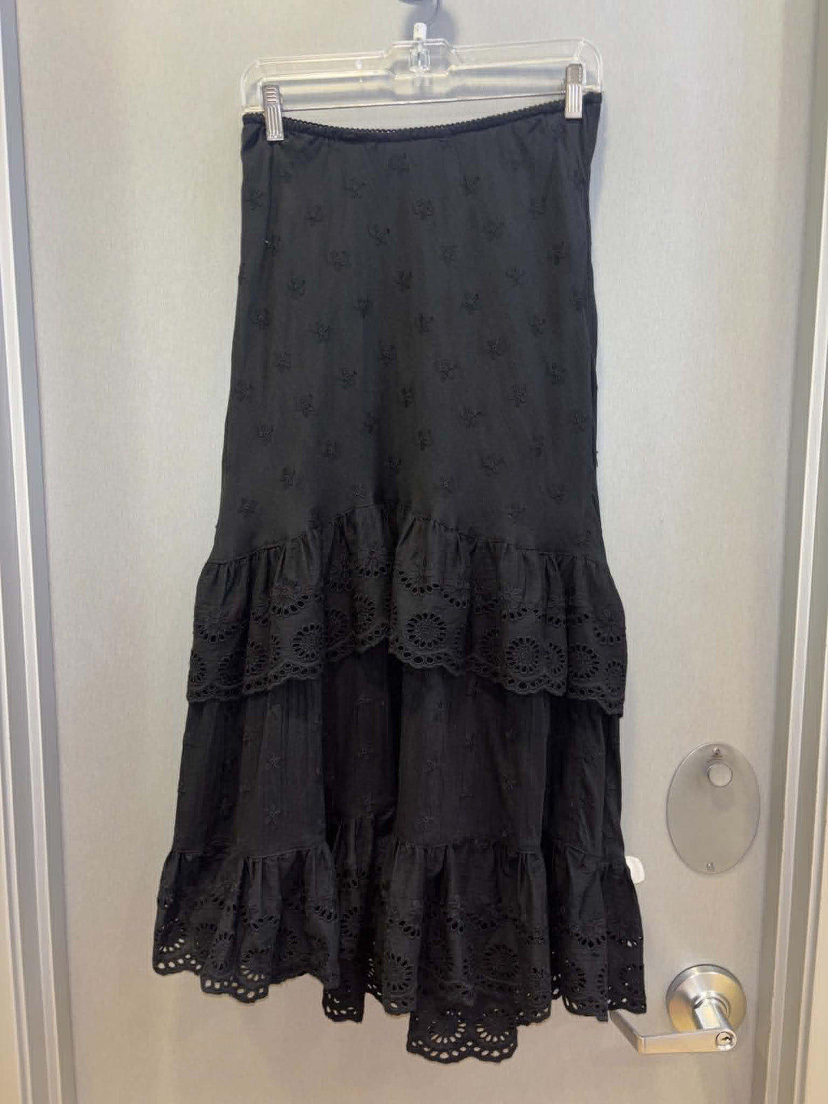 Black Lace Trim Maxi Skirt