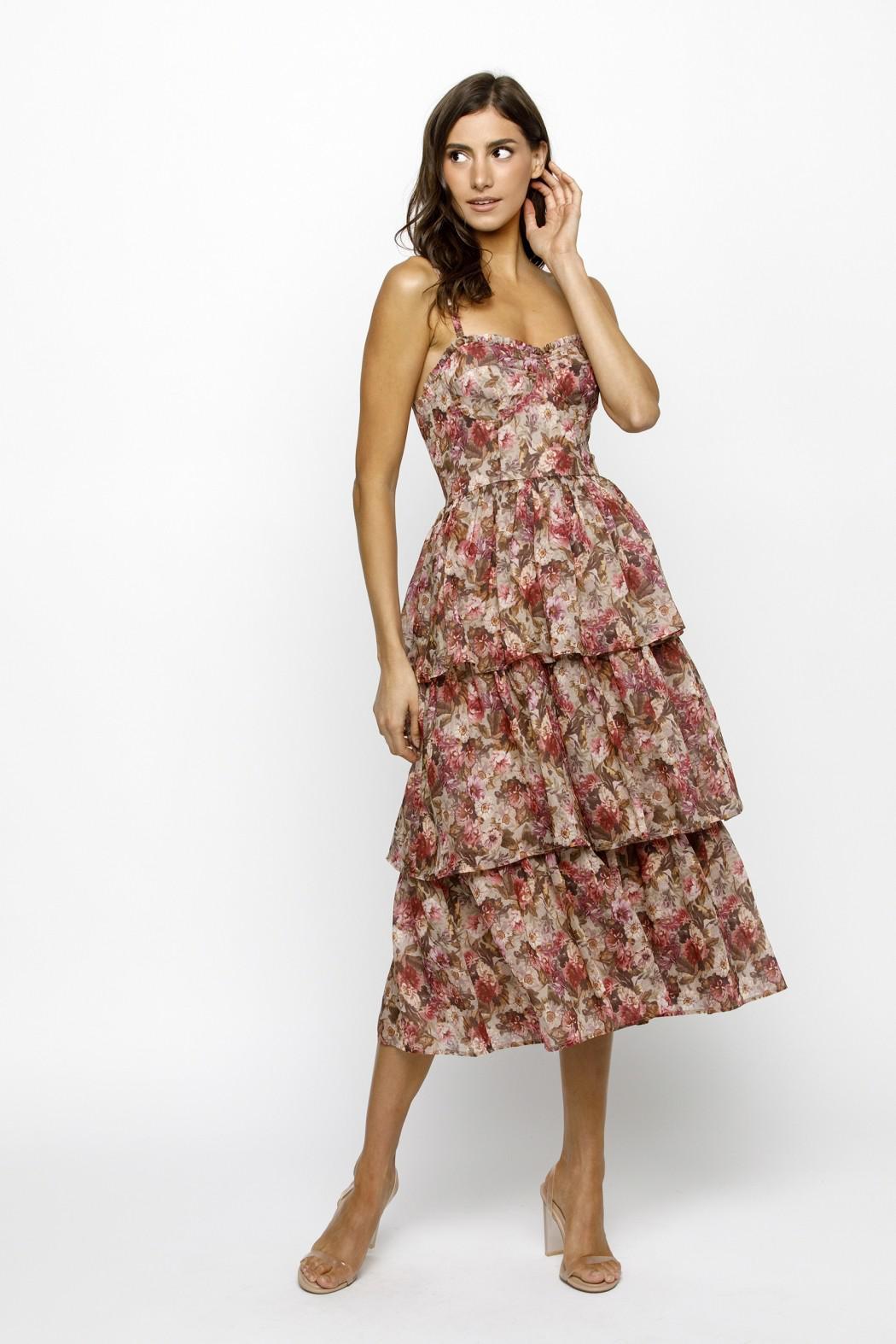 Floral Organza Midi Dress