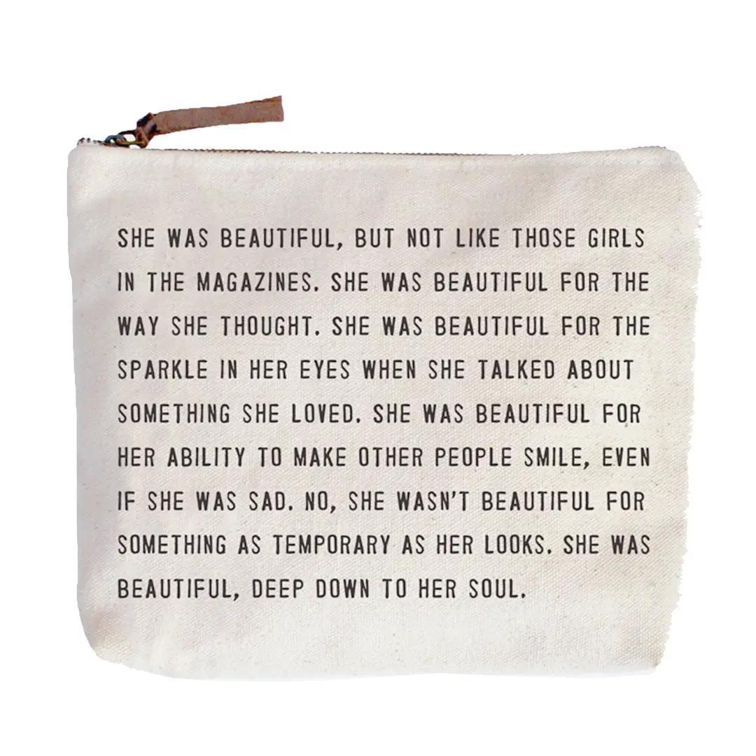 She Was Beautiful Canvas Zip Bag