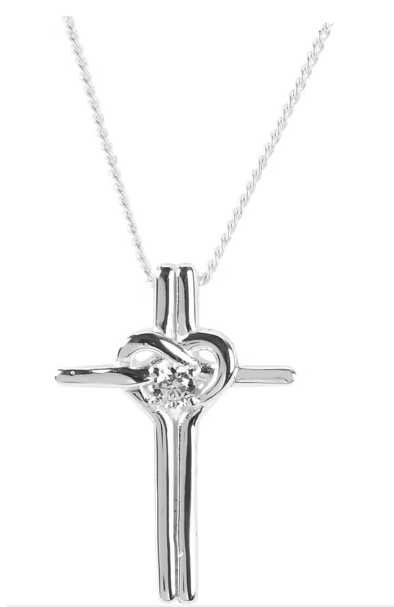 Cross/Heart Silver Plated Necklace 18L