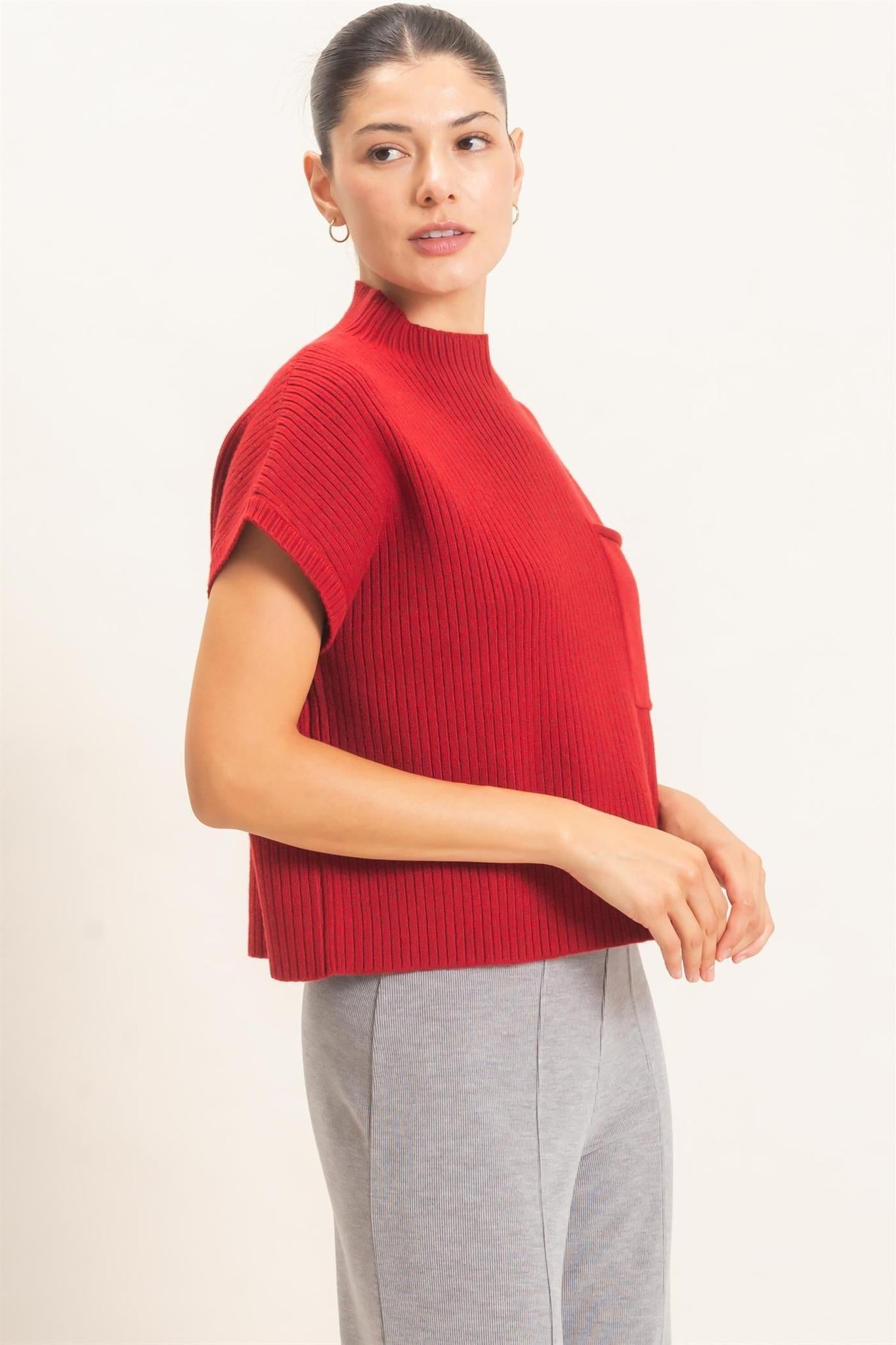 Berry Ribbed Dolman Sweater
