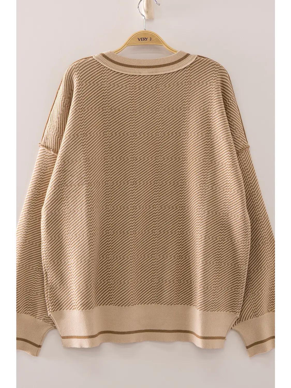 Mocha Geometric Pattern Sweater