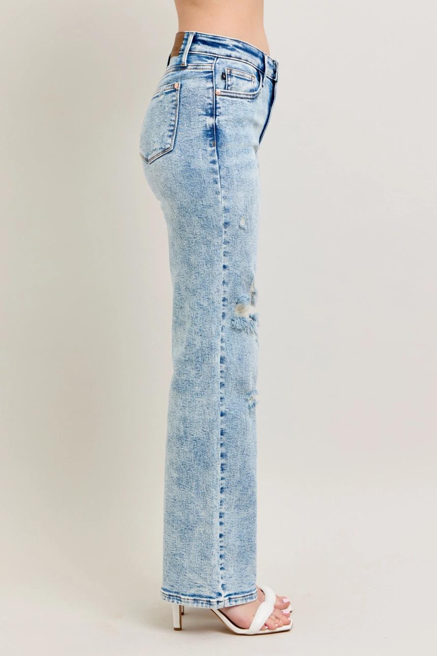 Judy Blue Mineral Wash HW Distressed 90's Straight