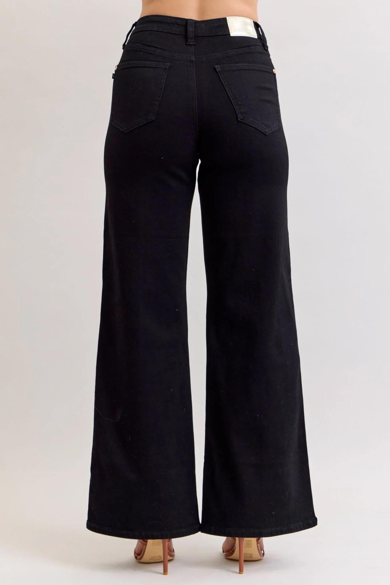 Judy Blue Black HW Retro Wide Jeans