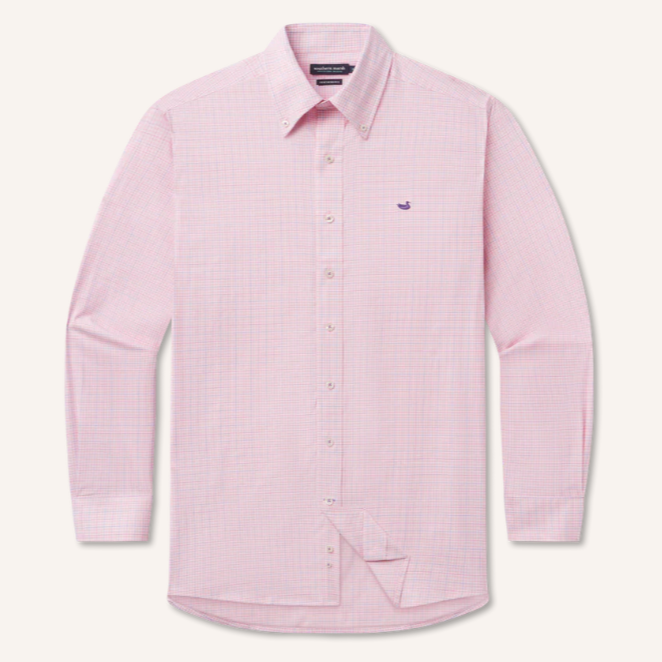 Dyer Performance Gingham Dress Shirt - Camelia & Wharf Purple