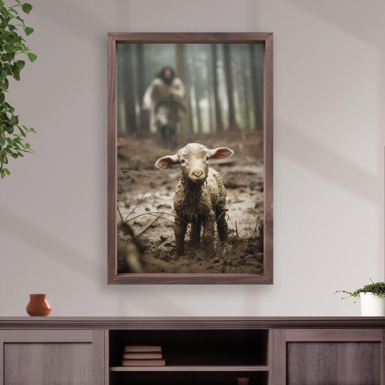 I Am Found Collection Framed Linen Art - Lamb