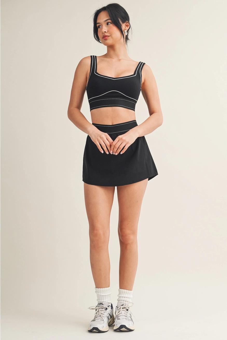 Black Contrast Thread Athletic Set