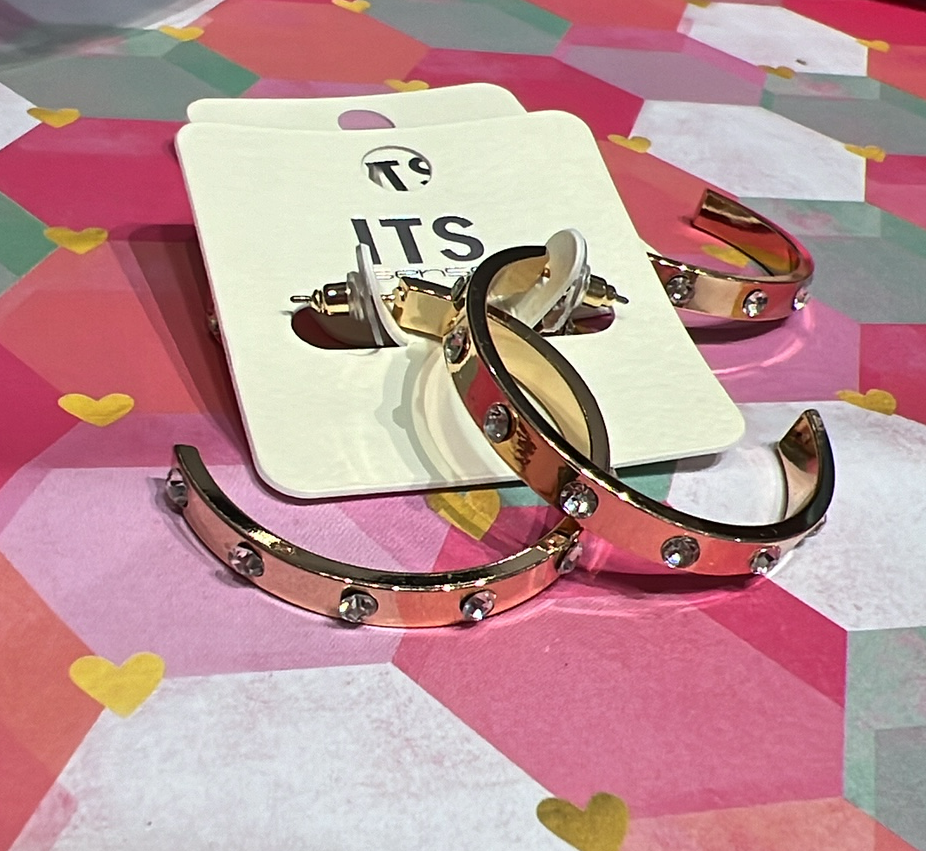 Gold Hoop Rhinestone Earrings