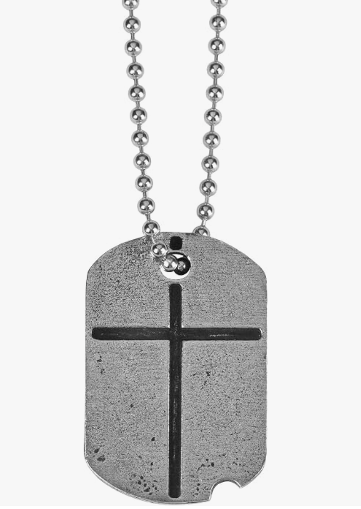 Necklace Dogtag W/Cross Josh. 1:9
