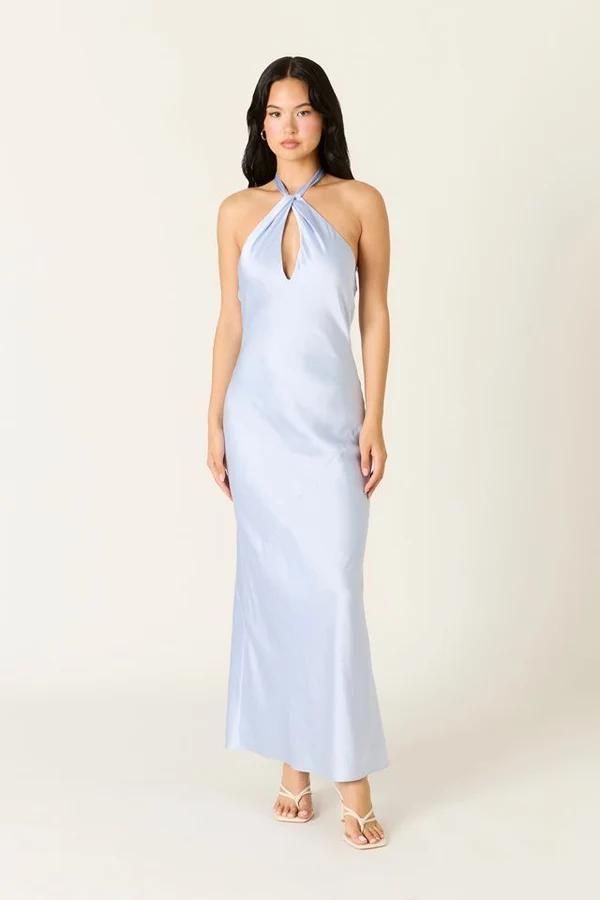Satin Keyhole Maxi Dress