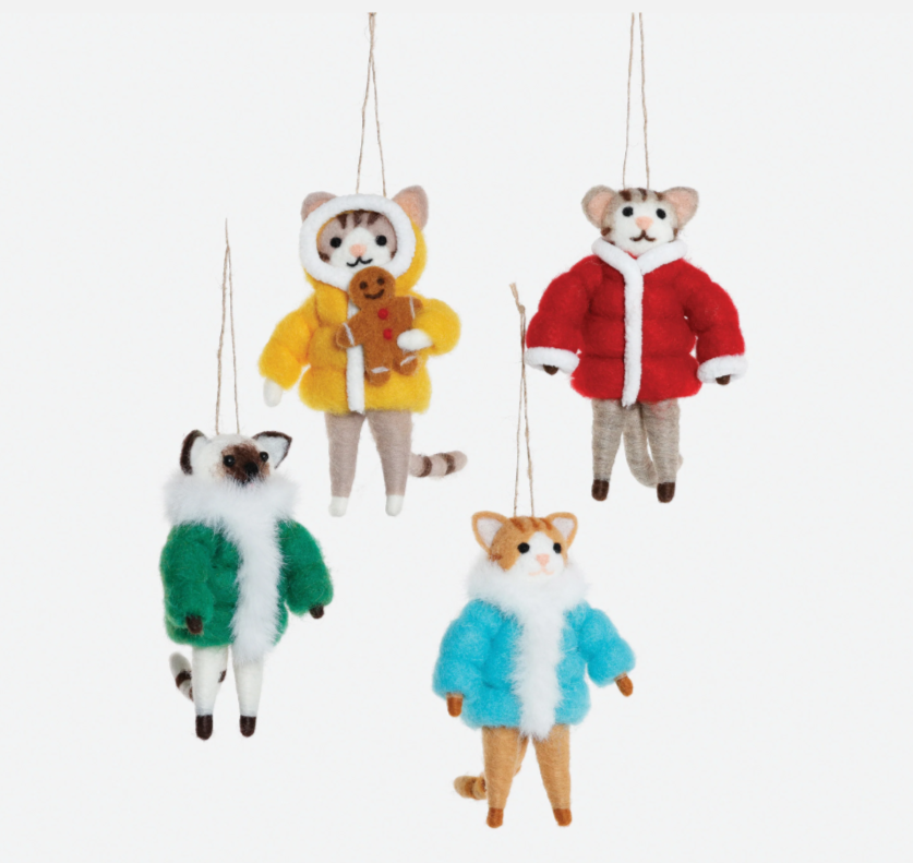 Winter Cat Wool Ornament