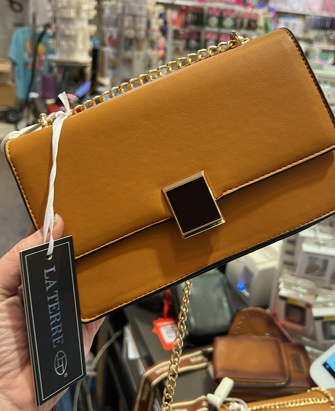 Cognac Chain Clutch