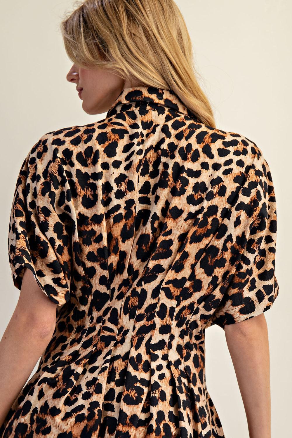 Leopard Button Down Maxi Dress