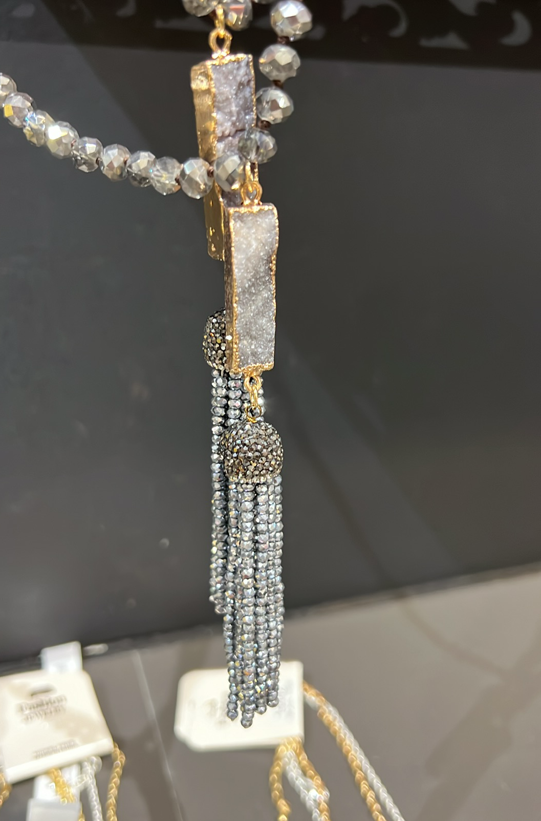 Silver Tassel Stone Necklace