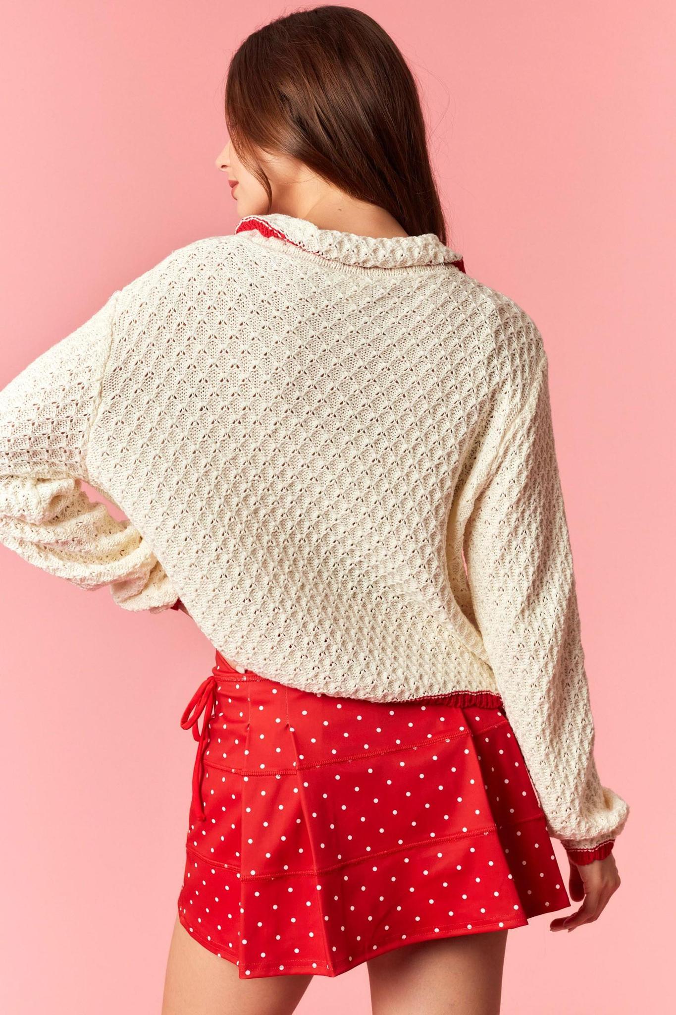 Polka Dot Bow Tie Back Knife Pleated Active Skort
