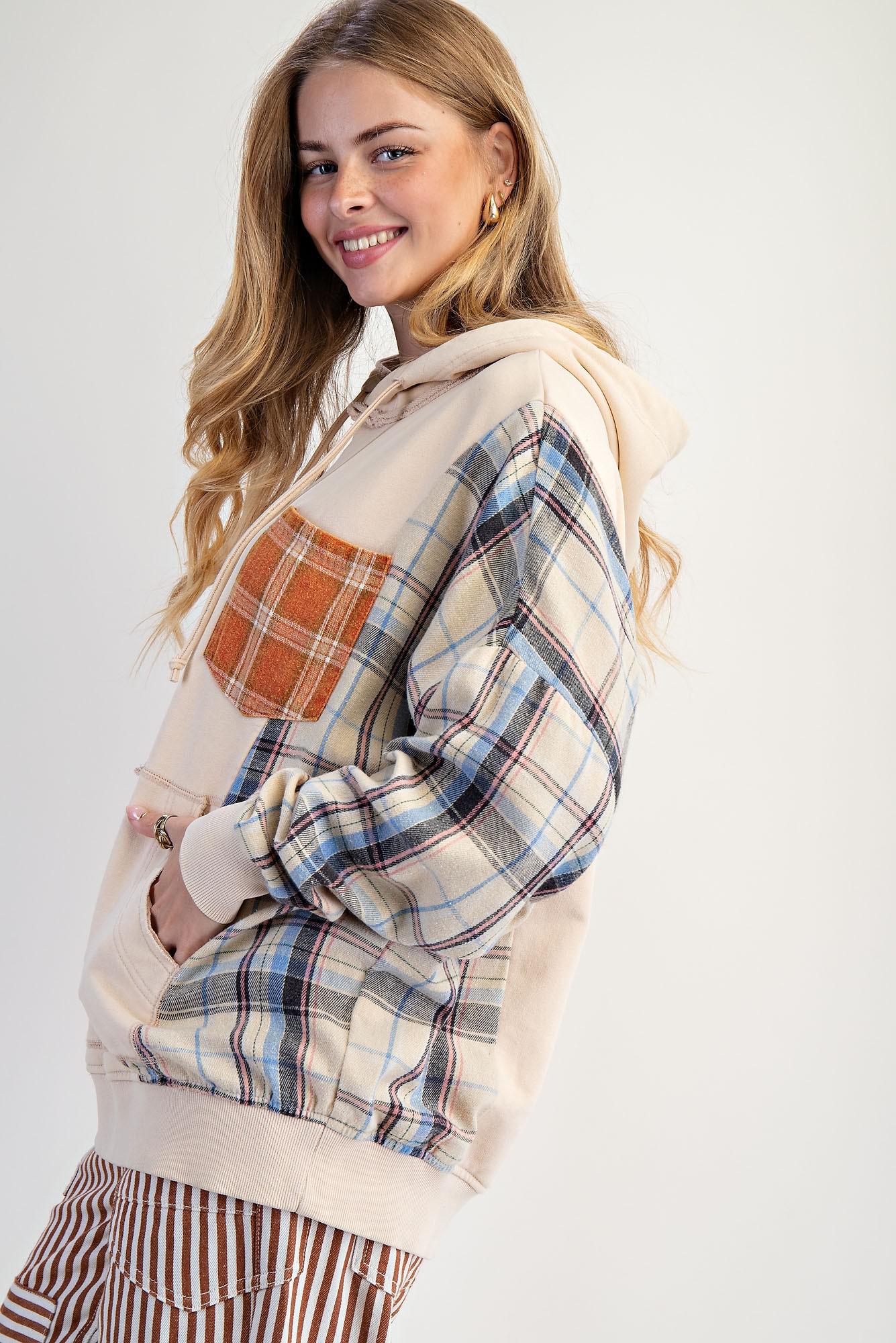 Plaid Mix Mineral Wash Sweatshirt