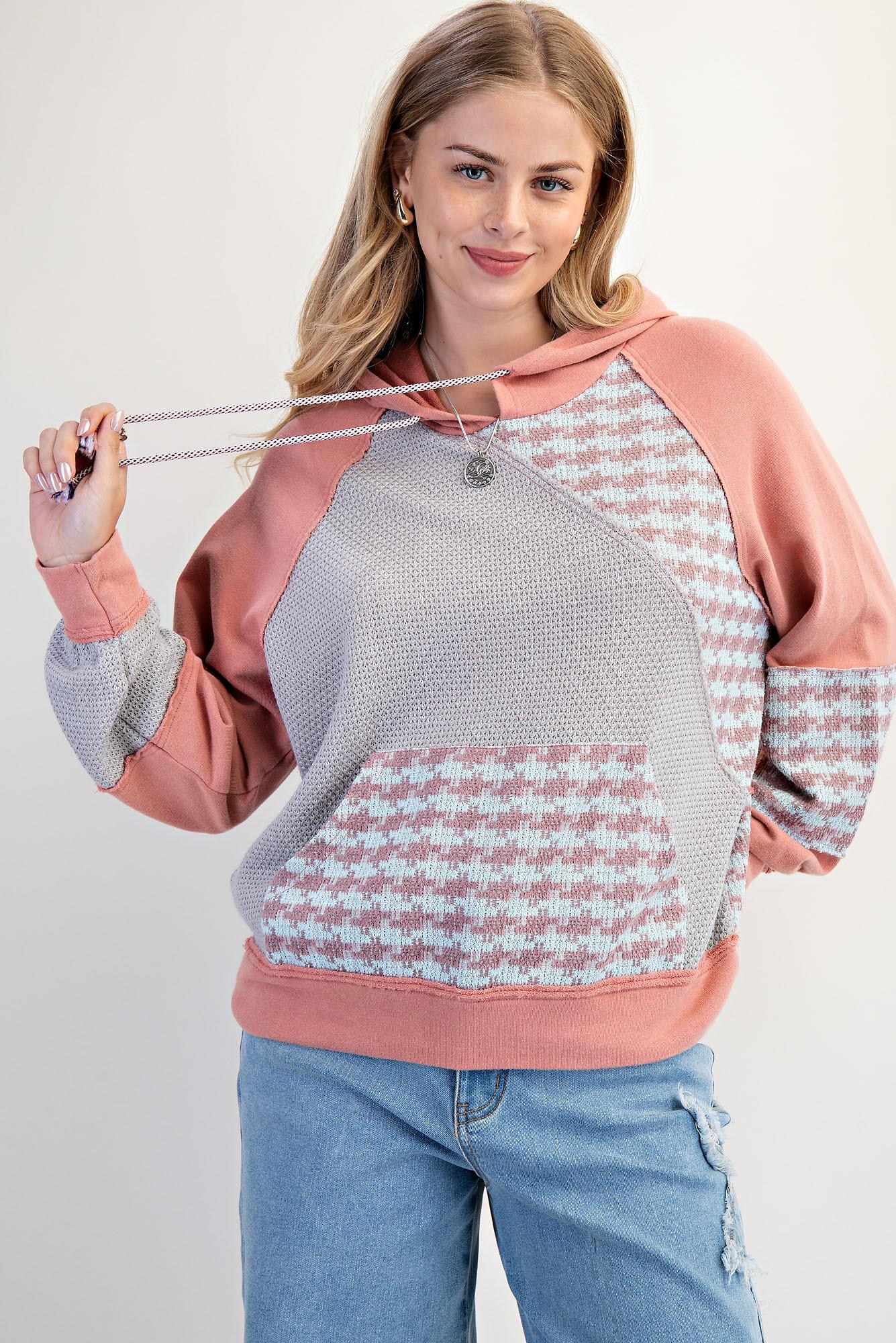 Coral Mix Washed Terry Hoodie