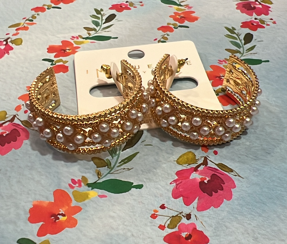 Vintage Pearl Hoop Earrings