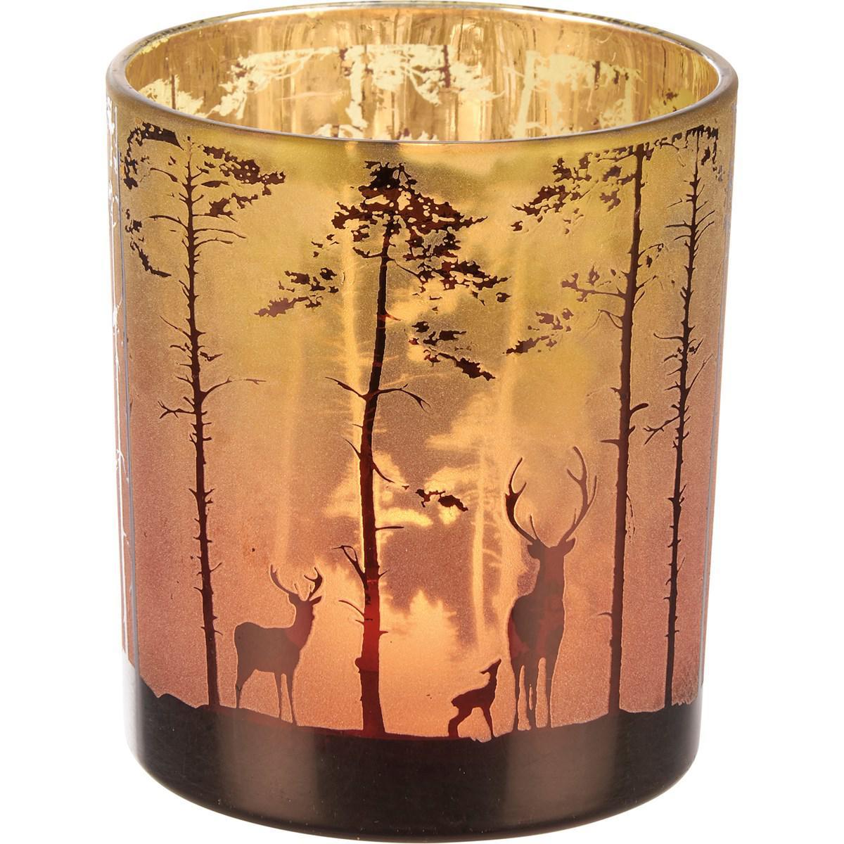 Glass Deer Candle Holder Set
