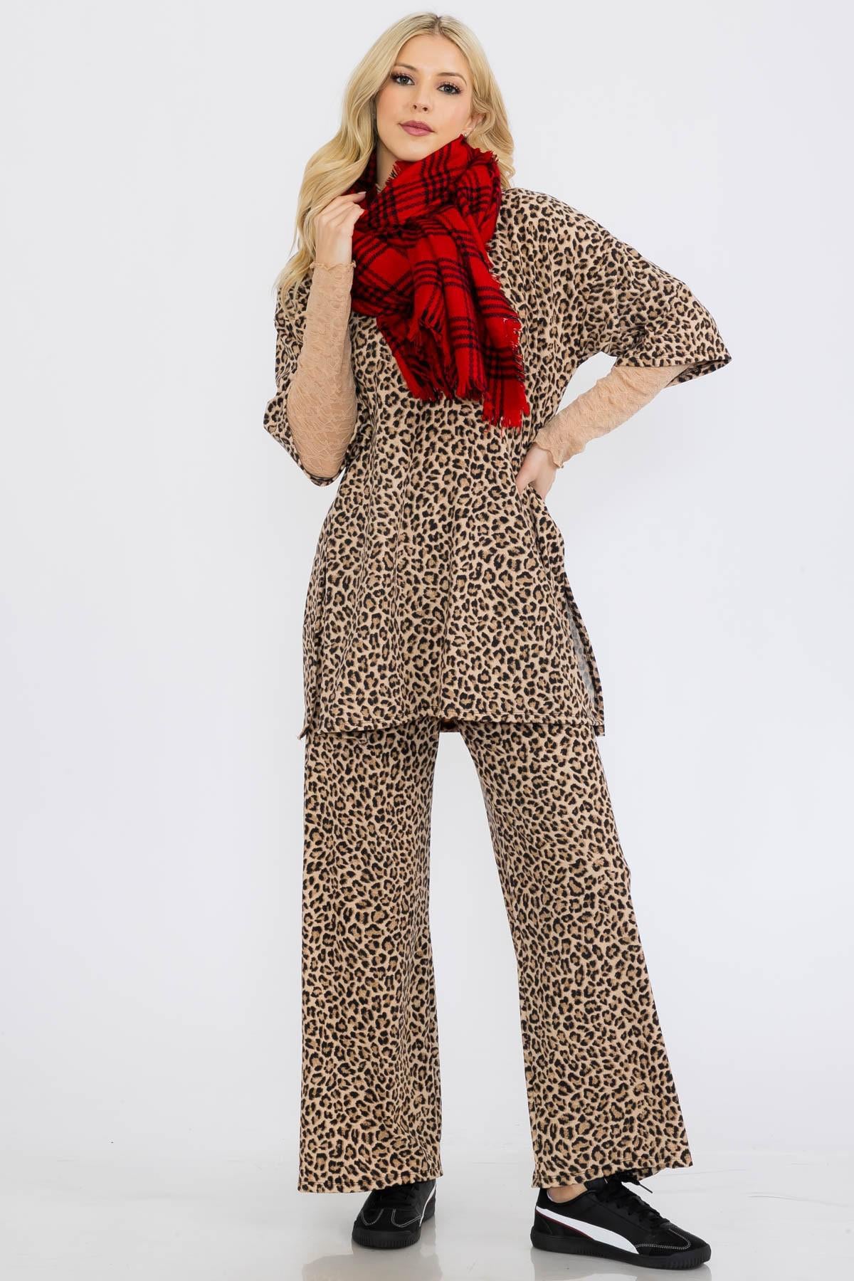 Leopard Print Heavy Ribbed Long Top