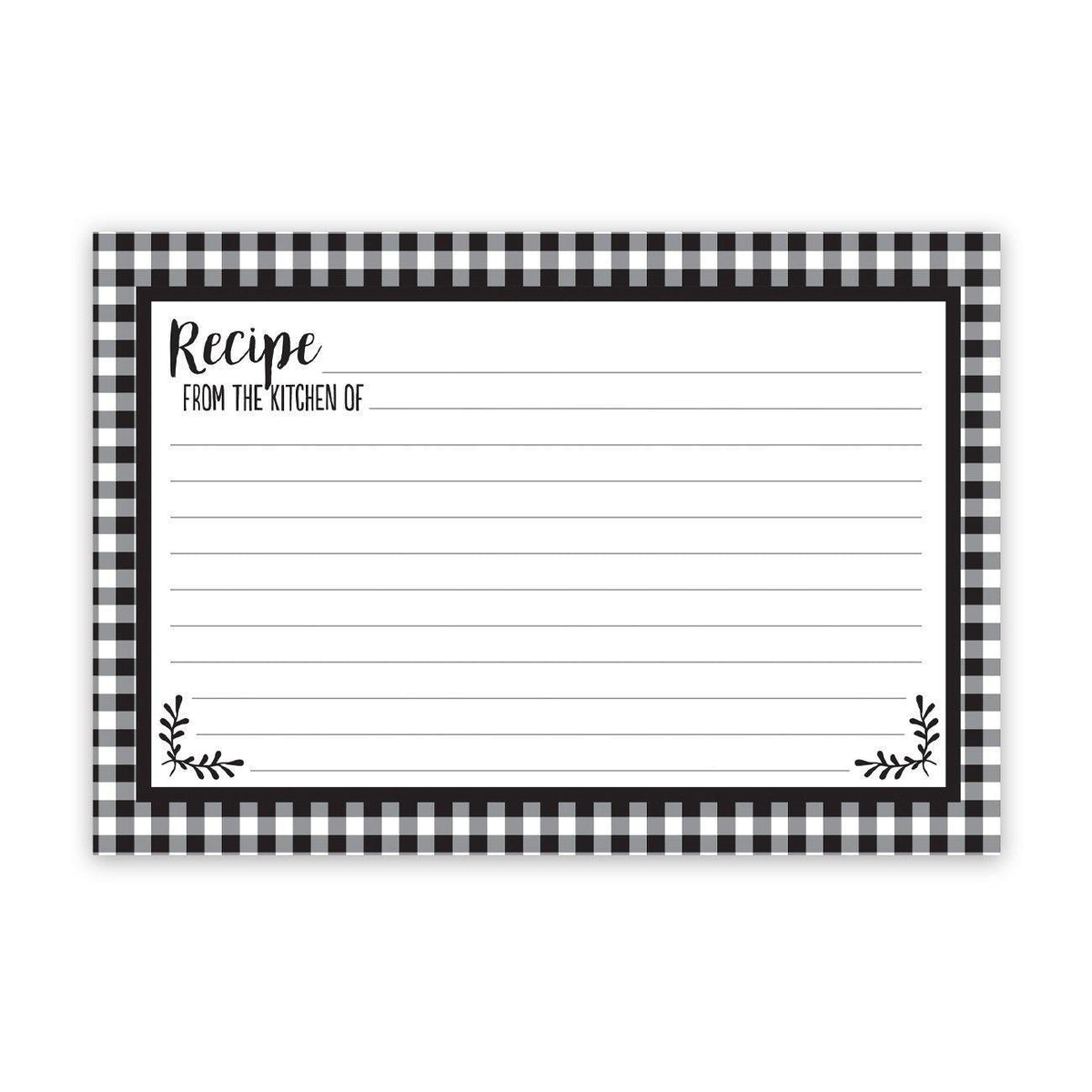 Black & White Recipe Cards