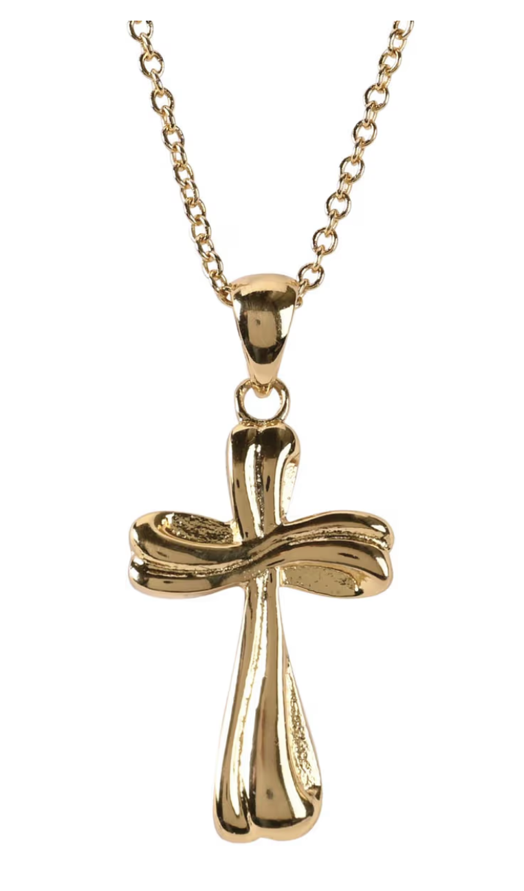 Necklace Mobius Bud Cross GoldPlated 18L