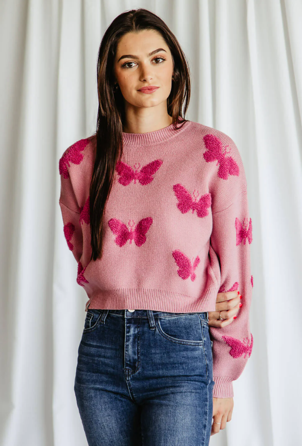 Cropped Butterfly Sweater