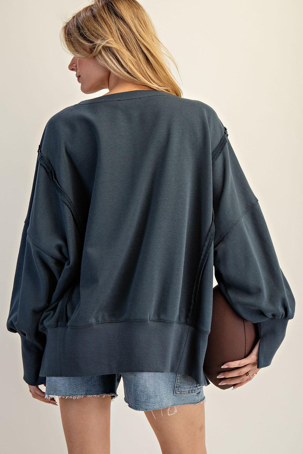 Faded Varsity Pullover Top