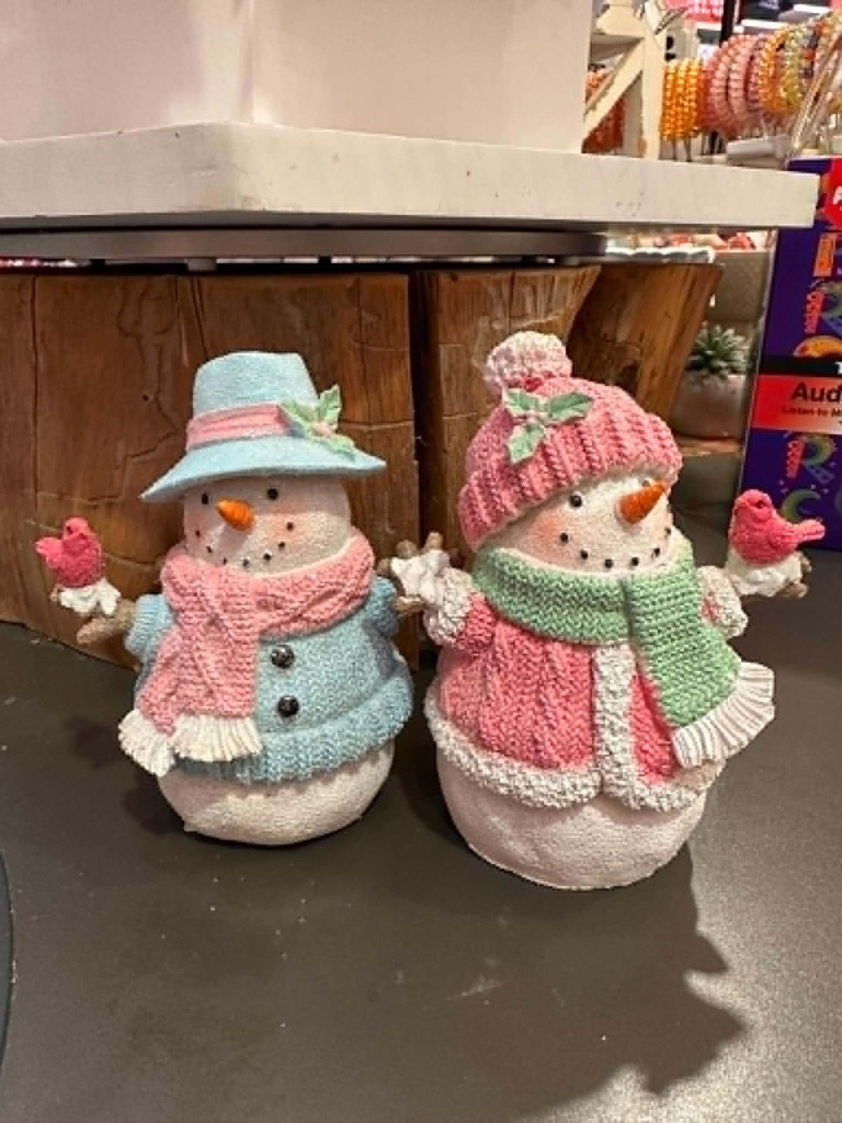 Pastel Scarf Snowman 5" Sitter