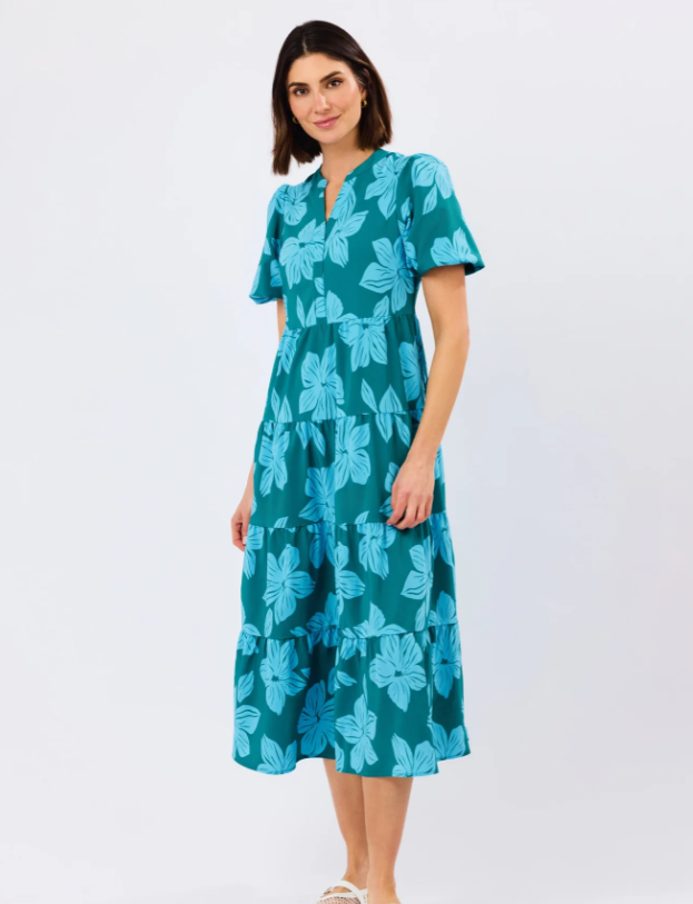 Kinsley Dress | Lagoon Bloom Ocean